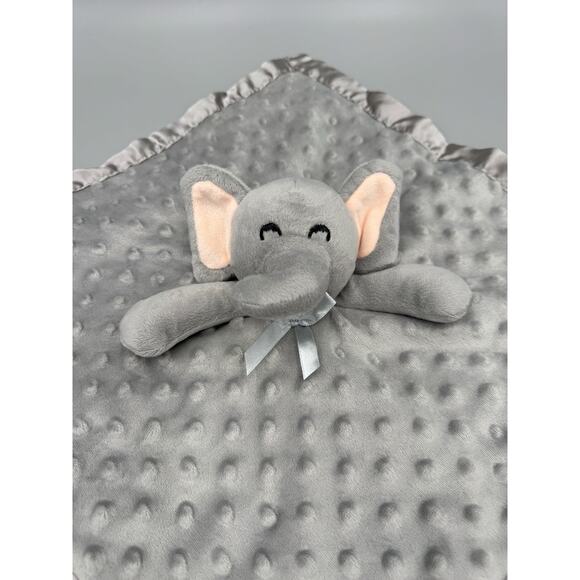 Pro Goleem Gray Elephant Lovey Plush Baby Security Blanket W/ Minky Dots - Picture 2 of 6